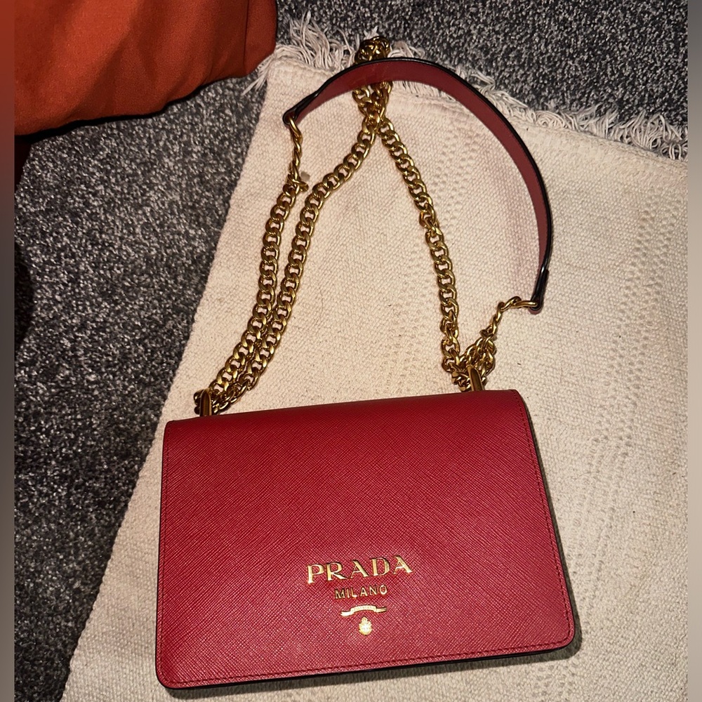 Prada Saffiano Leather Mini Bag Red